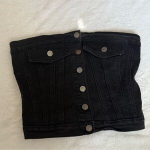 Black, denim, strapless top